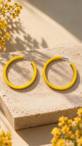 [SG] Sunshine Yellow Hoop Earrings | Bright Yellow Large Round Open Hoop Earrings | Modern Casual Everyday & Vacation Jewellery | ear me out (EMO-371)