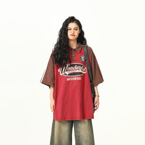 Tagkita | Retro Street Color Collision Polo T-shirt