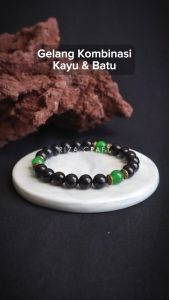 JADE KOKKA BRACELET - Gelang Aesthetic Kayu Kokka Kaukah Mix Batu Kristal Akik Giok Hijau Kesehatan Asli Original Pria Wanita Keren Terbaru