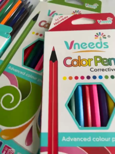 Vneeds Color Pencil Set – 12 Colors | Non-Toxic Corrective Grip for Kids Ages 3+ | School & Art Supplies