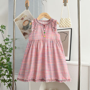 Summer New 2-7 Years Girls Sleeveless Colorful A-Line Princess Dress 1 Pc Kids Korean Version Fashion Ruffle Casual Clothes