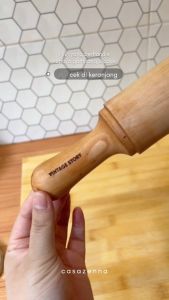 Rolling pin Kayu Mahoni Premium Pemipih Adonan Kue Pizza  Serbaguna Ukuran 33cm