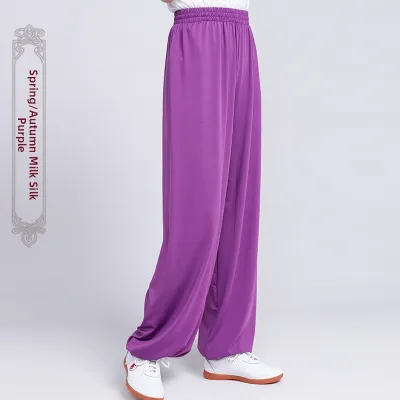 JINWU | Spring Autumn Tai Chi Milk Silk Martial Arts Training Pants for Men Women