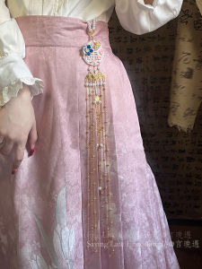 New Chinese Style Long Tassel Waist Pendant Jade Carving Horse Face Skirt Accessory Traditional Floral Embroidery Embellishment