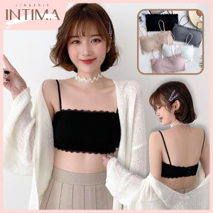 INTIMA บราส่วนบนเกาหลีสำหรับผู้หญิงชุดชั้นในปิดหน้าอกผ้าพันคอแสนสวยหลังนักเรียนของเด็กผู้หญิงไร้สายไร้รอยต่อหน้าอกเล็กๆ
