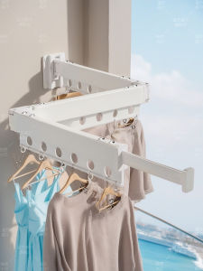 Foldable Balcony Clothes Drying Rack Invisible Retractable No Punching Side Mount Wall Hanging Clothes Rod Quilt Drying Frame