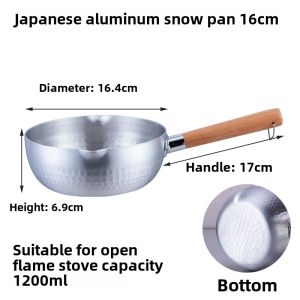 Japanese Style Aluminum Soup Pot Flat Bottom Spicy Hot Pot Instant Noodles Cooking Pot Commercial Use 16cm Diameter