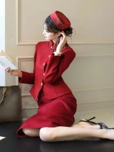 CHANGTONG | Vintage Unique Stylish Red Two-Piece Outfit