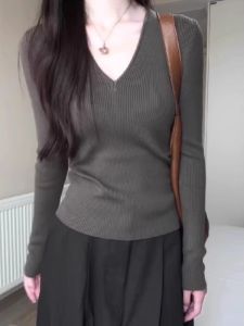 HUOLISI | Regular-shoulder V-neck Long-sleeve Slim-fitting Spring-Autumn New Knit Sweater