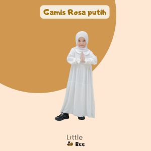 Gamis Anak Rayon Rosa Putih Manasik Haji LittleBee Size 2-8 Th