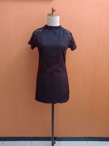 atasan wanita hitam SWEETY mix lace M cewek blouse lengan pendek cute santai