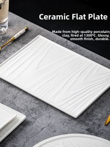 Pure White Ceramic Flat Plate Hotel Roast Chicken Dish Restaurant Dim Sum Cake Display Plate Simple Style Irregular Shape