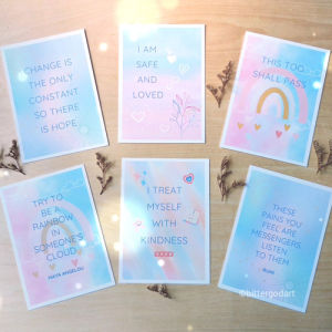 Inspirational Mental Health Quotes Affirmations Pastel Postcard