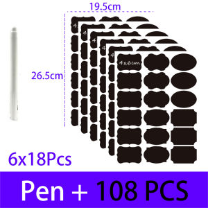 8-108pcs/Set Chalkboard Labels Spice Sticker Organizer Label for Household Kitchen Jars Bottles Blackboard Stickers with Pen New