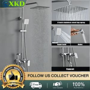 Bathroom shower set 304 stainless steel hot and cold shower black thermostatic pressurized shower with storage rack