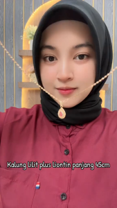 Kalung Liontin Tetes Mata Merah Putih Rantai Lilit Panjang 45cm - Pelangi Surabaya