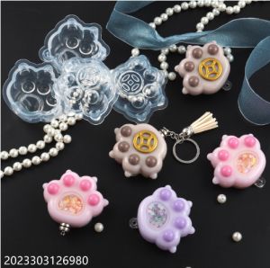 ทําด้วยมือ DIY คริสตัล DROP แม่พิมพ์ซิลิโคนสําหรับเงินหัวใจ Cat Claw และทราย Flow Cat PAW โปร่งใส High Shine