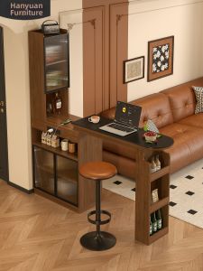 HANYUAN | Extendable Island Bar Table with Storage 57cm Width