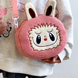 Cute Labubu Bag Cartoon Plush Doll Bag Doll Backpack Student Crossbody Bags The Monsters Outdoor Travel Makeup School Bag