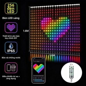 Đèn Rèm Thông Minh 400 Đèn LED Đổi Màu Trong Nhà Đồng Bộ Nhạc Đèn Dây LED Tự Lắp Ráp Cho Tiệc Valentine Lễ Hội Trang Trí Đám Cưới