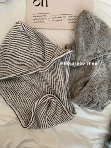 No Lint Stripes Hair-Drying Cap: A Bamboo Charcoal Fiber Solution