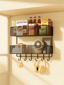 University Dormitory Bedside Hanging Basket Storage Rack for Lower Bunk Beds Multi-Functional Metal Organizer No-Drilling Required
