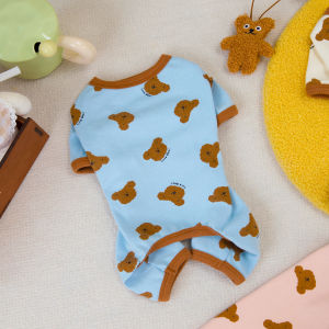 Pure Cotton Dog Pyjamas Spring Autumn Winter Four Legs Small Dog Thin Clothes Anti-Loss Hair Belly Wrap Doggie Sleepwear