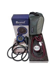 Baxtel APG Blue Ring Aneriod Sphygmomanometer With Burgundy Stethoscope Deluxe