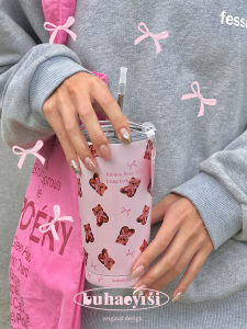 Original Cute Bear Butterfly Knot Insulated Stainless Steel Straw Cup Portable Drinking Water Bottle Cartoon Style for Students