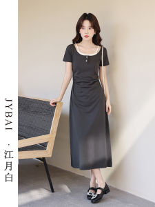 Charm White French Style Tea Break Slimming Waist Design Summer New Womens Dress Square Collar Fake Two-Piece Knitted A-Line Skirt Dress