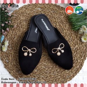 Sepatu Flat Shoes Flatshoes Wanita Terbaru Karet Empuk Elegan Kekinian Black Panda Blackpanda