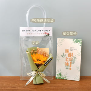 Delicate Teachers Day Gift Box Beautiful Flower Bouquet Premium Lipstick Hand Cream Packaging Souvenir Bag for Teachers