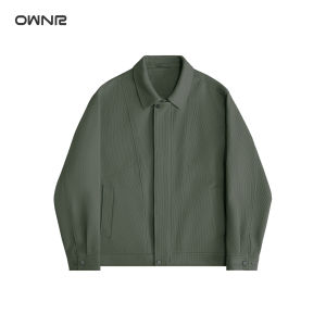 Ownr Khaki Color Collared Administrative Short Loose Fit Mens Jacket 2025 Autumn New Style Youth Popular Polyester Fiber