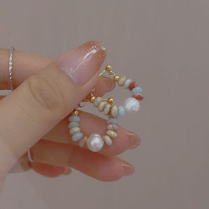 Fashionable Chinese-Style Beaded Earrings Womens New 2025 Trendy Small Design High-End Luxury Ear Jewelry Alloy Plated Silver