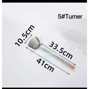 {5Sizes} Professional Stainless Steel Wooden Handle Ladle And TurnerCook Stir-Fried Long-Handled Cooking Ladle Turner