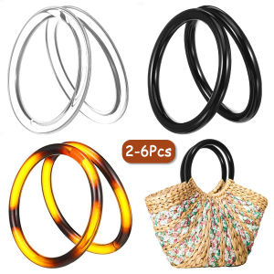 2-6Pcs Bag Handles Round Purse Handles Decorative Replacement Bag Straps for Crochet Bags Handmade Bags DIY Craft Accessories