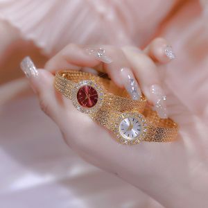 BS Bee Sister 1855นาฬิกาแฟชั่นผู้หญิงนาฬิกาลำลองสแตนเลสสายเหล็กนาฬิกาควอตซ์กันน้ำเพชรหรูหราของขวัญสำหรับผู้หญิง