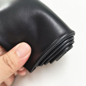 High-End Genuine Soft Top Layer Sheepskin Fabric Black Whole Piece for Handmade DIY Clothing Apparel Chinese Style Pure Color