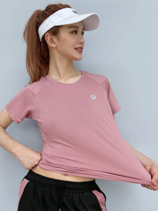 Womens Sporty Ice Silk Nylon T-Shirt Breathable Summer Yoga Top Short Sleeve Moisture Wicking Slimming plus Size Fitness Wear