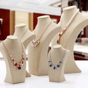 Mannequin Linen Necklace Bust Display Stand Bust Necklace Holder Pendant Chain Organizer for Women Jewelry Display Holder
