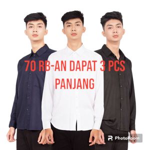 PROMO PAKET KEMEJA POLOS PANJANG TREND 2024 ISI 3 PCS (M.L.XL.XXL )