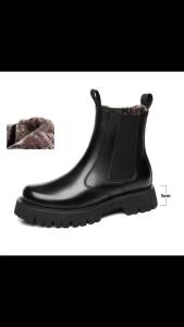 2025 Winter Men Chelsea Rubber Boot Invisible Heel Men Lifted Boots Men Leather Platform Boots Height Increasing