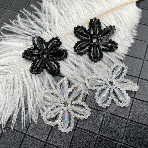 เครื่องประดับผม DIY ดอกไม้คริสตัล 4.5 ซม. ทำด้วยมือ ตกแต่งเสื้อผ้า กระเป๋า รองเท้า หมวก เครื่องประดับหู อุปกรณ์ตกแต่งงานฝีมือ