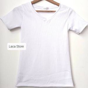 ÁO THUN Body Cổ Tim NGẮN TAY Chất Gân Mềm Laca Store áo phông BASIC cổ V Áo thun trơn ngắn tay nữ C13-1