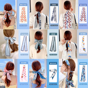 Zy Fashion Korean Style Silk Scarf Bow Ribbons Hair Tie for Women Elegant Fashion Girl Turban Headband