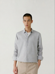 ICICLE | Cotton Woven Straight-Fit Notch Collar Mens Shirt Long Sleeves