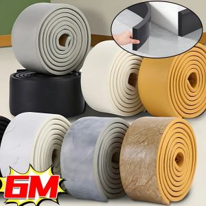 6/2M Self Adhesive Skirting Line Waterproof Enclosure 3D Wall Sticker Thickened Anti-collision Kids Corner Line Decorations