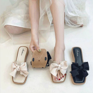 Summer Outdoor Womens Flat Sandals Soft Bottom Butterfly Knot Beach Sandals Trendyandalusian Style Low Heel Daily Wear PVC