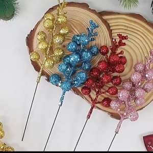 O-KAY 10PCS Artificial Berries 15 Heads Branch 17cm Gift DIY Accessories Christmas Decor Festival