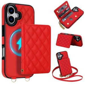2 in 1 For MagSafe Magnetic Detachable Wallet Phone Case For iPhone 16 15 Pro Max Card Slot Holder Crossbody Lanyard Cover